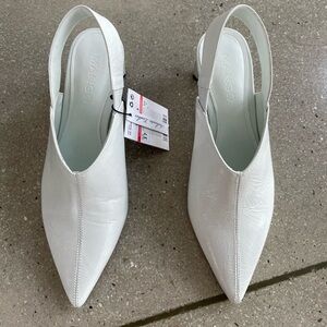Mango Slingback Mules in White